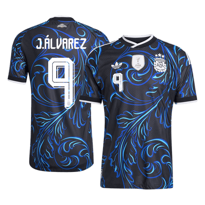 Tricouri Fotbal Argentina J. ÁLVAREZ #9 Deplasare Cupa Mondială 2026 Authentic