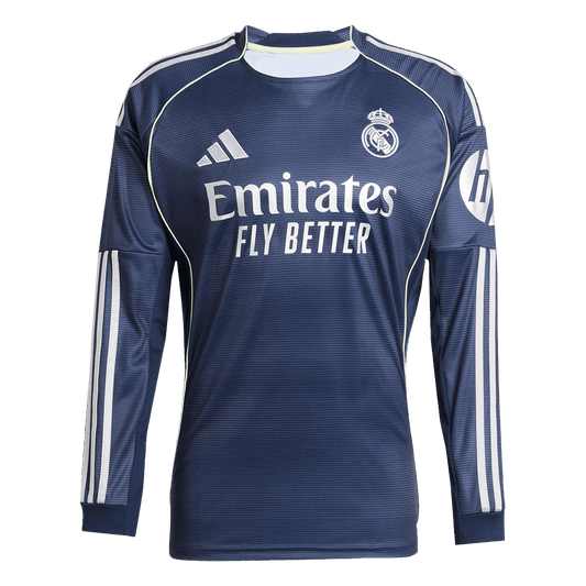 Tricouri Fotbal Real Madrid Deplasare 2025/26 Mânecă Lungă (mărime mare)