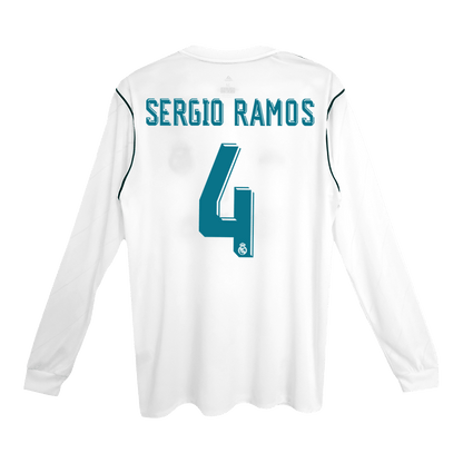 Tricouri Fotbal Vintage Real Madrid SERGIO RAMOS #4 Acasă 2017/18 Mânecă Lungă