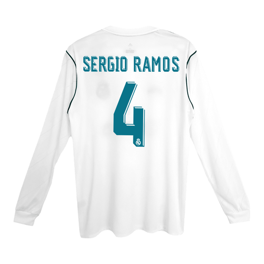 Tricouri Fotbal Vintage Real Madrid SERGIO RAMOS #4 Acasă 2017/18 Mânecă Lungă