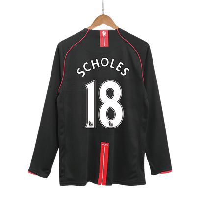 Tricouri Fotbal Vintage Manchester United SCHOLES #18 Deplasare 2007/08 Mânecă Lungă