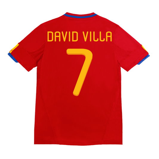 Tricouri Fotbal Vintage Spania DAVID VILLA #7 Acasă 2010