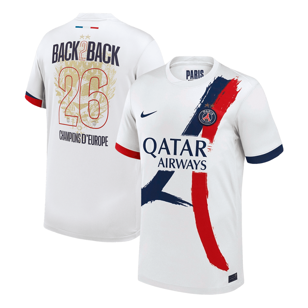 Tricouri Fotbal PSG Champions of Europe #26 Deplasare 2024/26