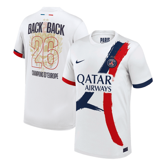 Tricouri Fotbal PSG Champions of Europe #26 Deplasare 2024/26