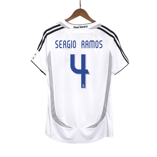Tricouri Fotbal Vintage Real Madrid SERGIO RAMOS #4 Acasă 2006/07
